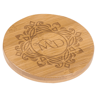 Bamboo Round 6-Coaster Set with Holder