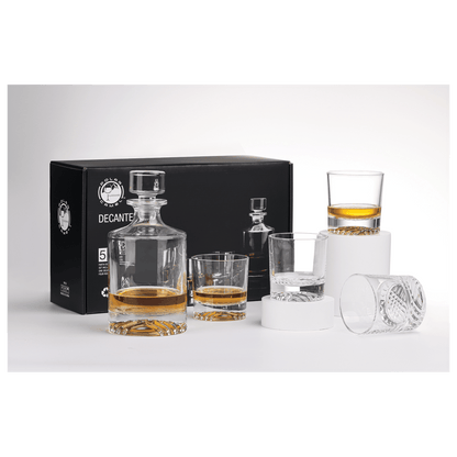 850ml Round Glass Decanter Set with Four 9 oz. Glasses and Gift Box