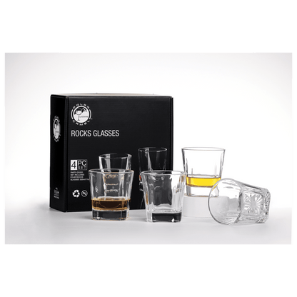 11 oz. Square Rocks Glass Set of 4 in gift box