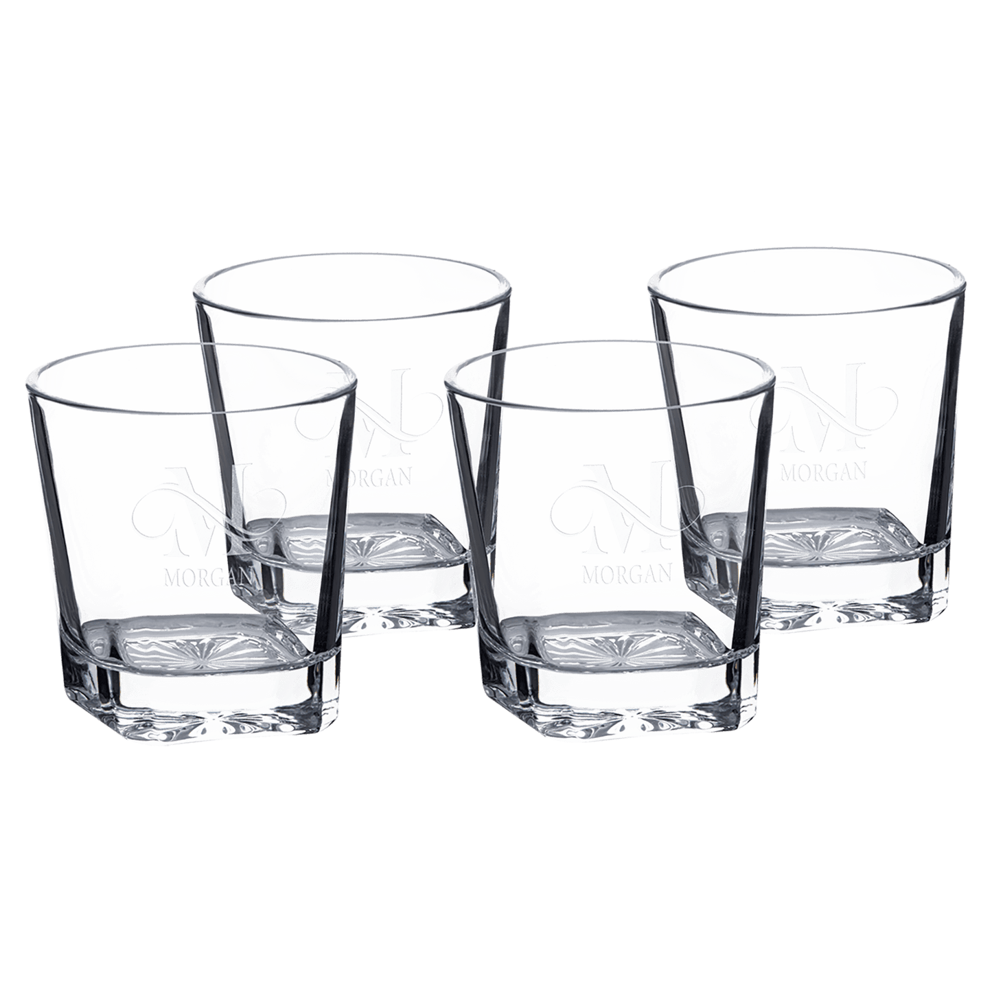 11 oz. Square Rocks Glass Set of 4 in gift box