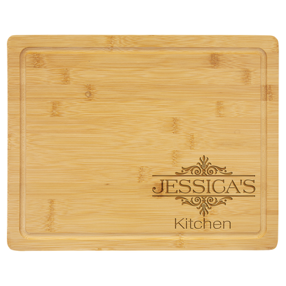 13 3/4" x 11" Bamboo Cutting Board with Drip Ring