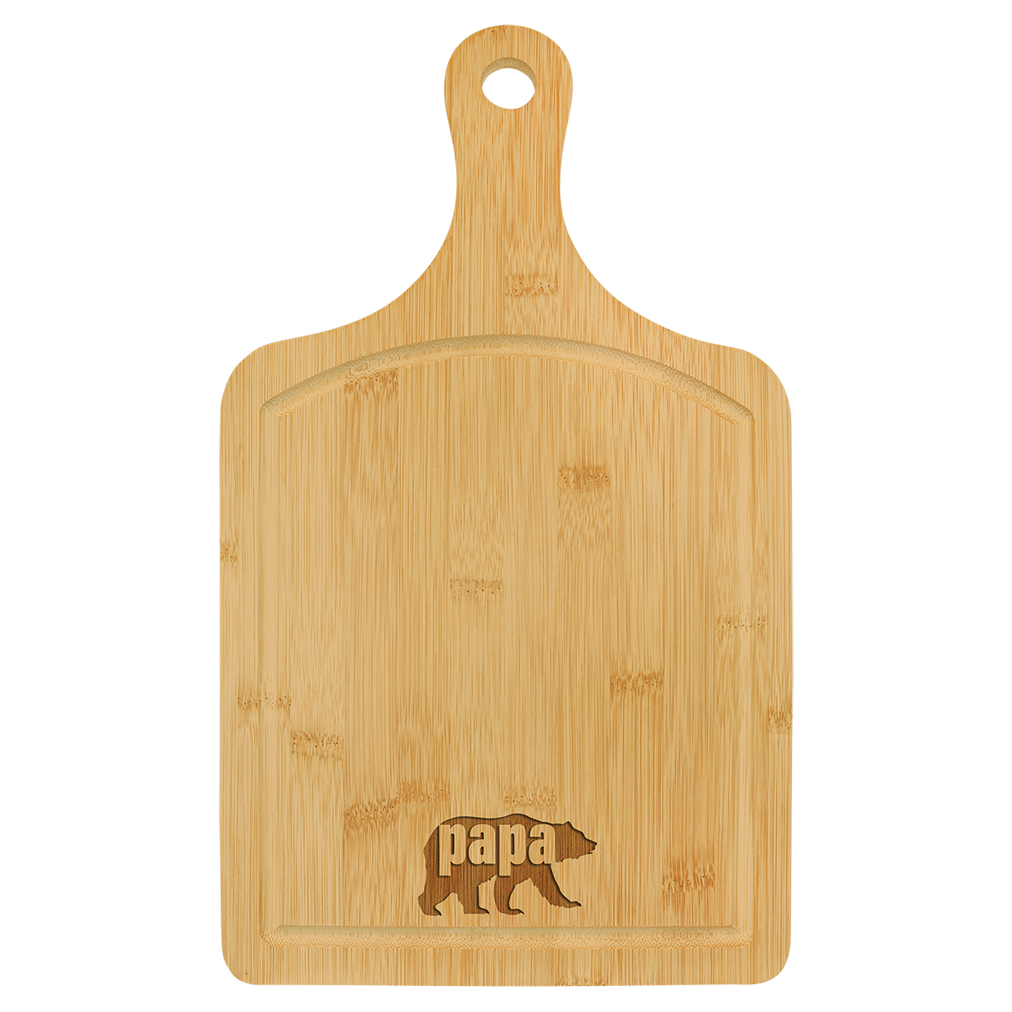 15 1/2" x 9" Bamboo Cutting Board Paddle Shape with Drip Ring