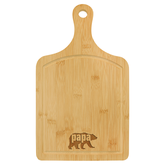 15 1/2" x 9" Bamboo Cutting Board Paddle Shape with Drip Ring