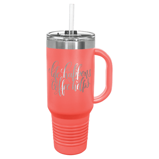 Polar Camel 40 oz. Travel Mug with a Handle, Straw Included