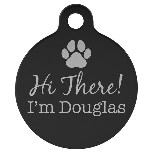 1 1/4" Laserable Anodized Aluminum Round Pet Tag with Tab