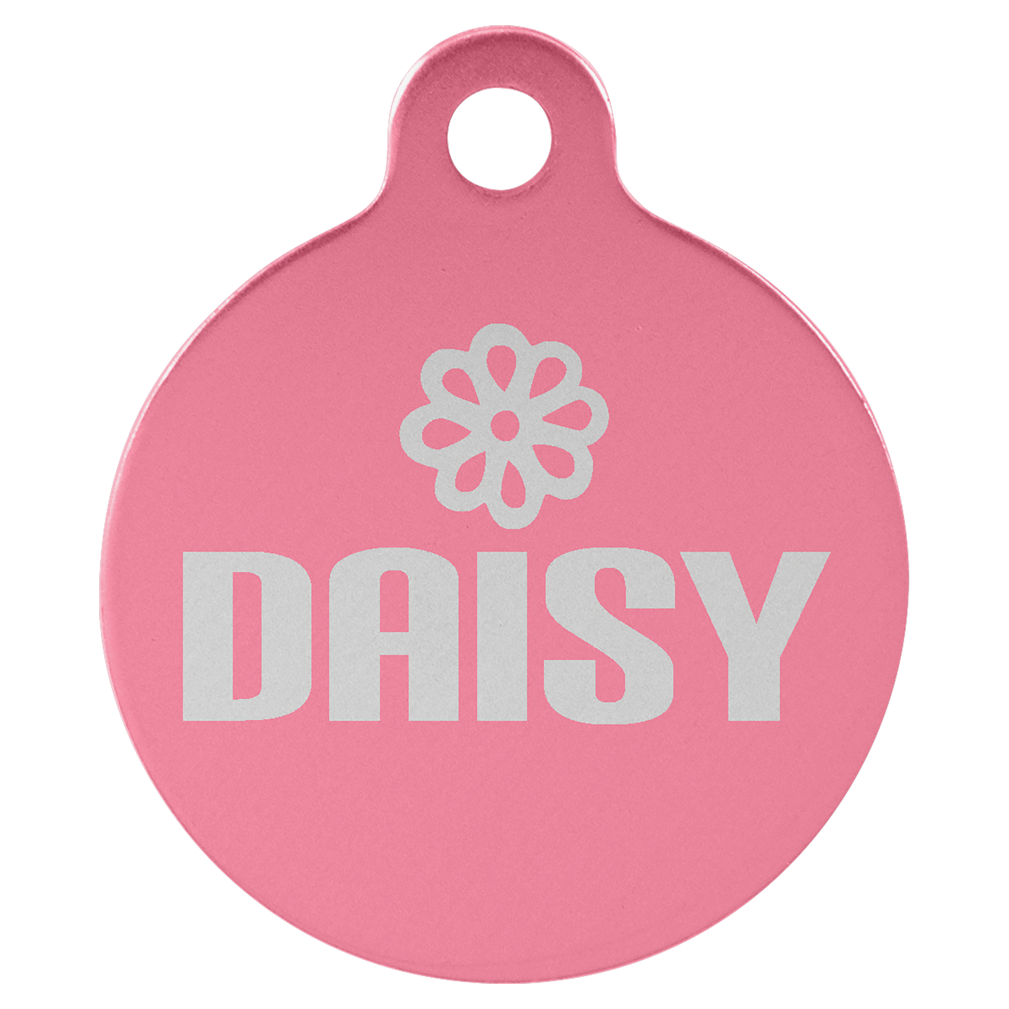 1 1/4" Laserable Anodized Aluminum Round Pet Tag with Tab