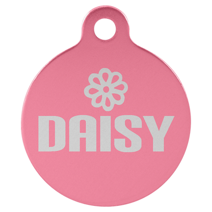 1 1/4" Laserable Anodized Aluminum Round Pet Tag with Tab