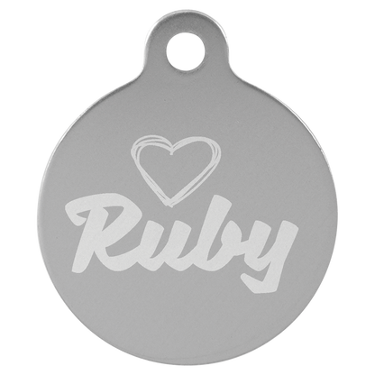 1 1/4" Laserable Anodized Aluminum Round Pet Tag with Tab