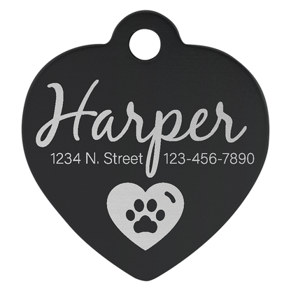 1" x 1" Laserable Anodized Aluminum Heart Pet Tag