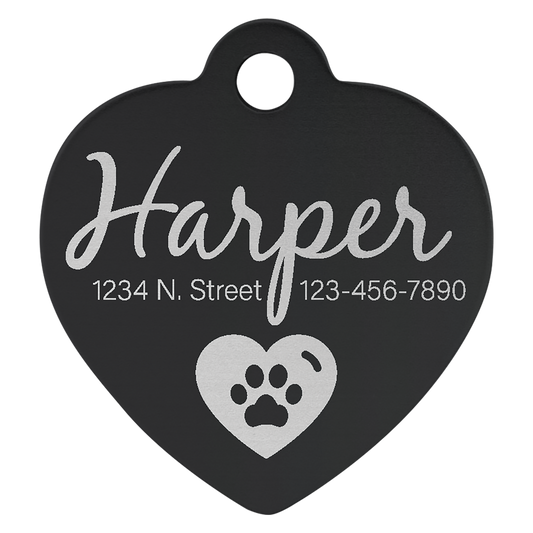 1" x 1" Laserable Anodized Aluminum Heart Pet Tag