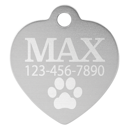 1" x 1" Laserable Anodized Aluminum Heart Pet Tag