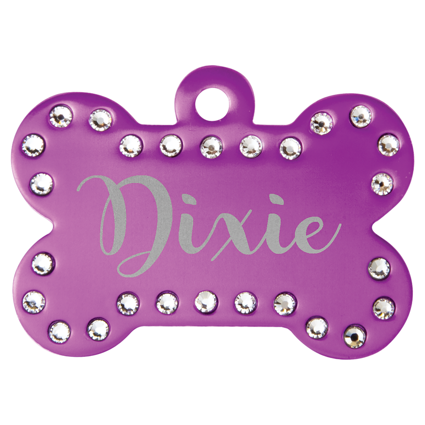 1 1/2" x 1" Laserable Anodized Aluminum Swarovski Bling Bone with Tab