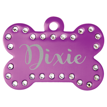 1 1/2" x 1" Laserable Anodized Aluminum Swarovski Bling Bone with Tab