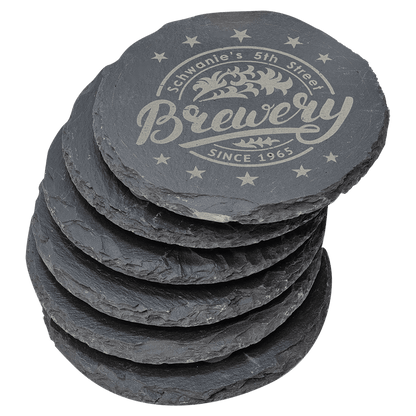 Round Slate Coaster Set-6 Piece